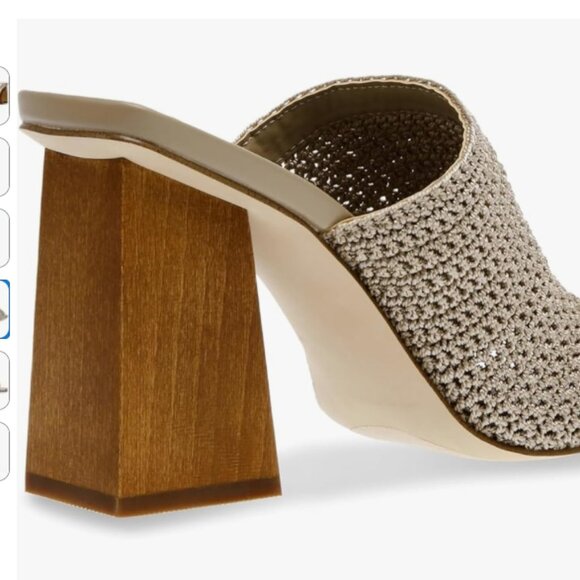 Steve Madden Taupe Realize Crochet Block-Heel Sandals Size - Picture 3 of 15